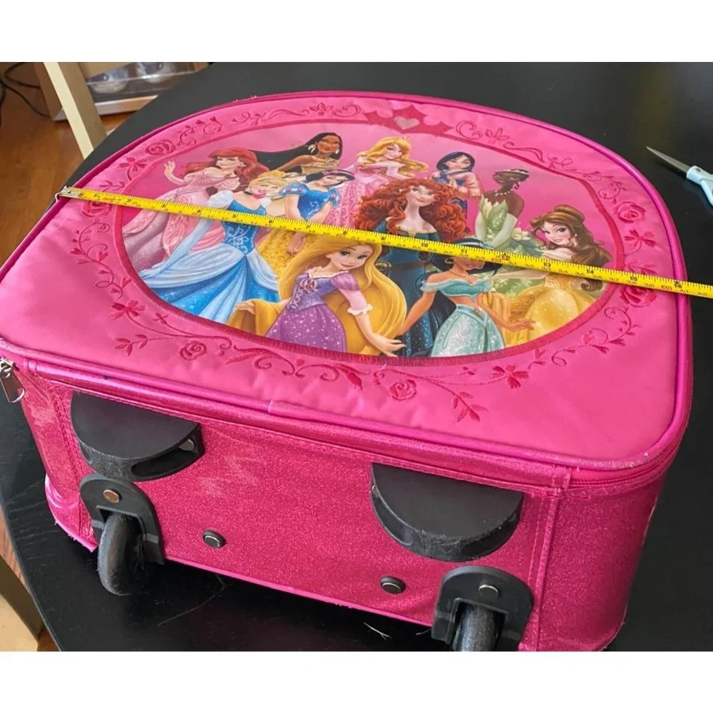 Disney Store 11 Princess Rolling Luggage Kids Pink Travel Suitcase 16 x 14.5 x 7 - Picture 12 of 16